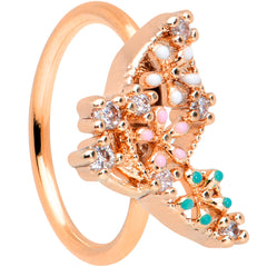 20G 5/16 Clear CZ Gem Rose Gold Hue Abstract Butterfly Nose Hoop
