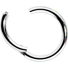 16G 5/16 White Synthetic Opal Forward Facing Hinged Segment Ring