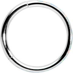 16G 3/8 White Synthetic Opal Forward Facing Hinged Segment Ring