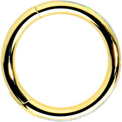 16G 5/16 White Synth Opal Gold Tone Forward Facing Segment Ring