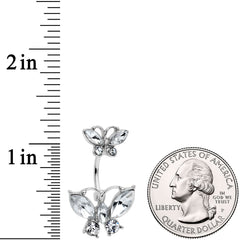 Clear Gem Double Butterfly Double Mount Belly Ring