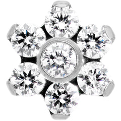16G 5/16 Clear CZ Gem G23 Titanium Flower Labret Monroe Tragus