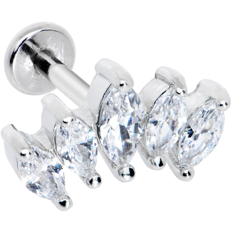 16G 1/4 Clear CZ Gem Fan Internally Threaded Labret Monroe Tragus