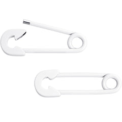14G 3/4 White Matte Punk Rock Safety Pin Barbell Nipple Ring Set