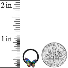 16G 3/8 Black Rainbow Pride Butterfly Hinged Segment Ring