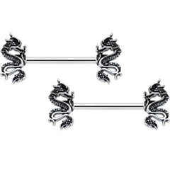 14G 9/16 Regal Medieval Dragon Barbell Nipple Ring Set