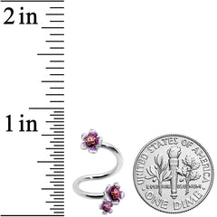 Flower In Flower Purple Red Spiral Belly Ring