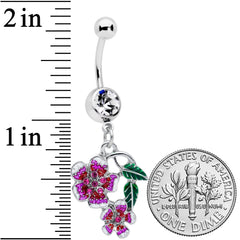 Clear Red Gem Flower in Flower Dangle Belly Ring