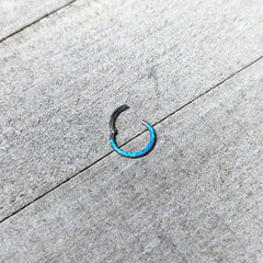 16G 3/8 Aqua Synthetic Opal Bottom Curve Hinged Segment Ring