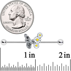 14G Clear Gem Butterfly Daisy Flowers Industrial Barbell 38mm