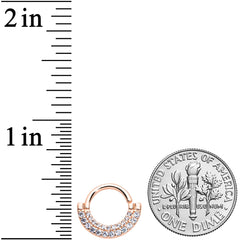 16G 5/16 Clear CZ Gem Rose Gold Tone Double Drama Closure Ring