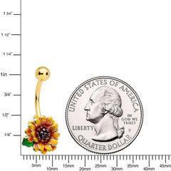 Gold Tone Summer Floral Sunflower Belly Ring