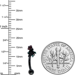 16G 5/16 Black Skeleton Flower Halloween Curved Eyebrow Ring