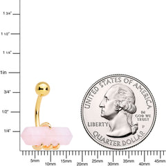 Pink Rose Quartz Stone Gold Tone Claw Belly Ring