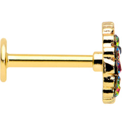 16G 5/16 Aurora Black Gem Gold Tone Owl Moon Labret Monroe Tragus