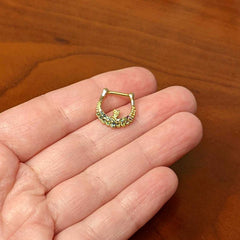 16G 5/16 Aurora Gem Gold Tone Owl Moon Cartilage Clicker