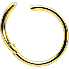 16G 3/8 White Synth Opal Gold Hue Sleek Forward Face Segment Ring