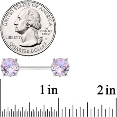 14G 9/16 Pink Gem Simply Elegant Barbell Nipple Ring Set
