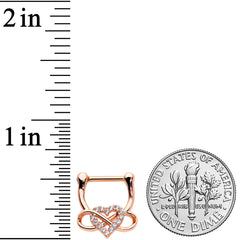 16G 5/16 Clear CZ Gem Rose Gold Tone Infinity Heart Clicker