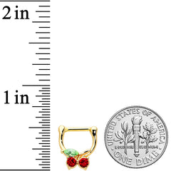 16G 5/16 Red Green Gem Gold Tone Tasty Cherry Cartilage Clicker