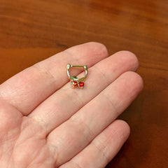 16G 5/16 Red Green Gem Gold Tone Tasty Cherry Cartilage Clicker