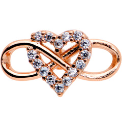 16G 1/4 Clear CZ Gem Rosy Infinity Heart Cartilage Labret Tragus