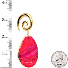 2G Gold Tone Red Marble Onyx Stone Spiral Taper Ear Weights