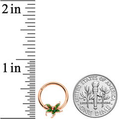16G 3/8 Rose Gold Tone Tiny Ladybug Leaves Hinged Segment Ring