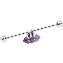 14G Purple Amethyst Claw Industrial Barbell 38mm