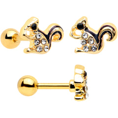 16G 1/4 Clear Gem Gold Hue Autumn Acorn Cartilage Tragus Set of 3
