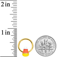16G 3/8 Gold Tone Candy Corn Halloween Segment Ring