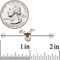14G Colorful Reindeer Christmas Industrial Barbell 38mm