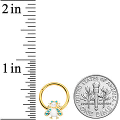 16G 3/8 White Gem Gold Tone Snow Bug Hinged Segment Ring