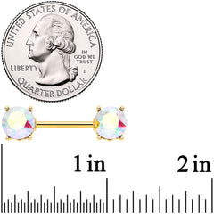14G 9/16 Clear Gem Gold Tone Simply Elegant Nipple Ring Set