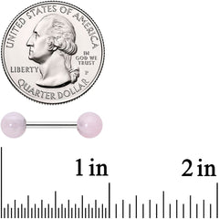 14G 1/2 Elegant Pink Rose Quartz Barbell Nipple Ring Set