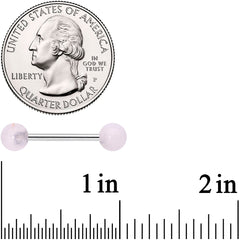 Elegant Pink Rose Quartz Barbell Tongue Ring
