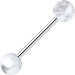 Elegant White Howlite Barbell Tongue Ring