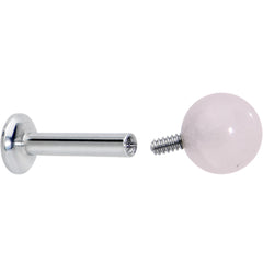 16G 1/4 Elegant Pink Rose Quartz Internal Threaded Labret Tragus