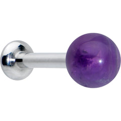 16G 1/4 Elegant Purple Amethyst Internal Threaded Labret Tragus