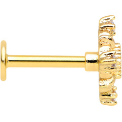 16G 5/16 Green Gem Gold Tone Noble Square Labret Monroe Tragus
