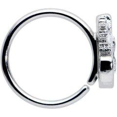 20G 5/16 Pink Gem Black Cat White Flowers Nose Hoop