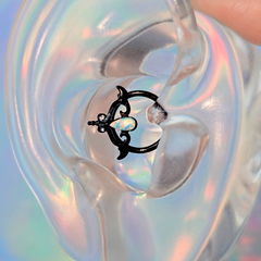 16G 3/8 White Synthetic Opal Black Wings Hinged Segment Ring