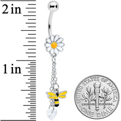 Clear Gem Heart Bee Daisy Flower Dangle Belly Ring