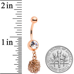 Clear Gem Rose Gold Tone Autumn Pine Cone Dangle Belly Ring