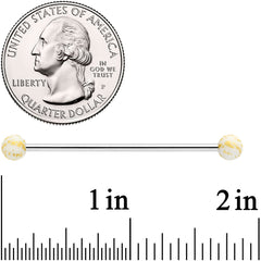 14G Matte White Splatter Pattern Ends Industrial Barbell 38mm