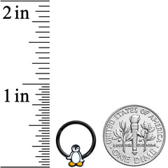 16G 3/8 Black Baby Penguin Hinged Circular Ring