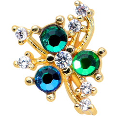 16G 5/16 Purple Tourmaline Gold Tone Spray Labret Monroe Tragus