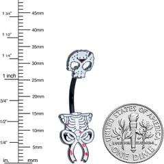 Black Skeleton Body Halloween Double Mount Belly Ring
