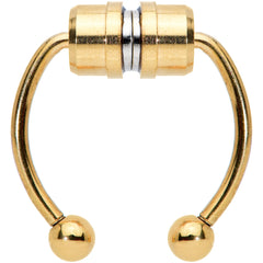 Gold Tone Magnetic Septum Ring Horseshoe Non-Pierced Fake Nose Ring