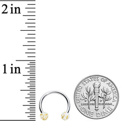 16G 3/8 Matte White Splatter Ends Horseshoe Circular Barbell